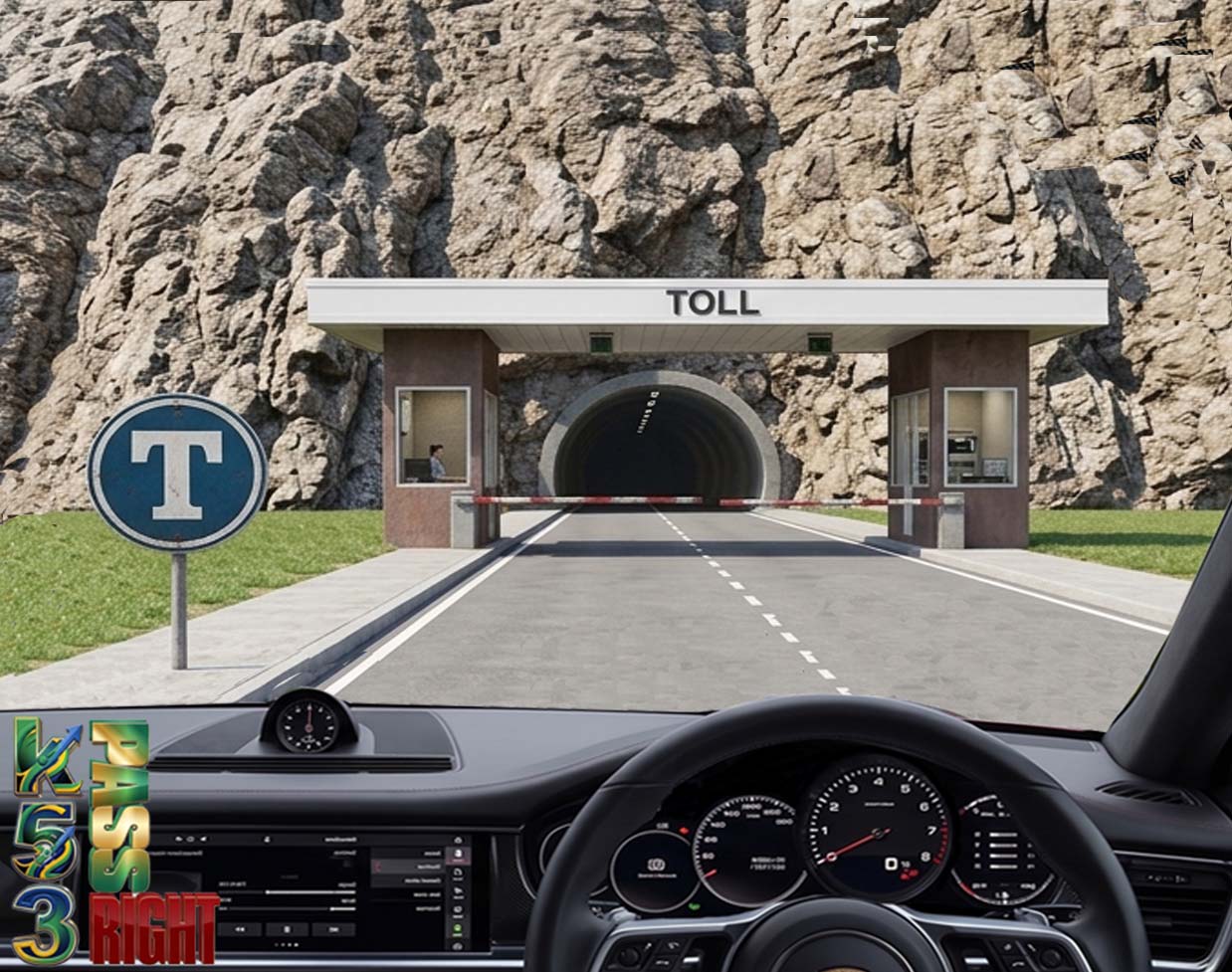 Pay Toll sign example on the road